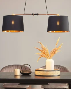 Candeeiro De Teto Preto E Cor De Cobre Fucino