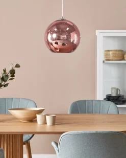 Candeeiro De Teto Rosa Dourado Abajur De Vidro Asaro