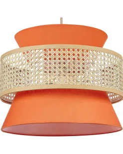 Candeeiro De Teto Suspenso Em Rattan Vermelho E Natural 167 Cm Luyano