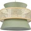 Candeeiro De Teto Suspenso Em Rattan Verde E Natural 167 Cm Luyano