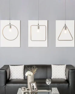 Candeeiro De Teto Triangular De Metal Cinzento Juruena