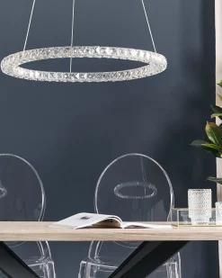 Candeeiro Led Em Cristal E Metal Prateado Magat
