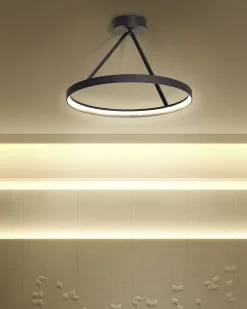 Candeeiro Led Em Metal Preto Agno