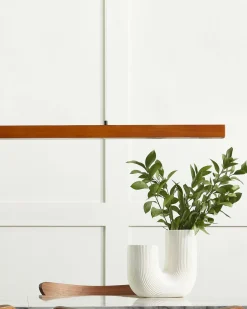 Candeeiro Suspenso Led Em Madeira Escura Stewarts