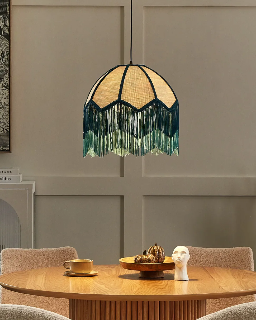 Candeeiro Suspenso Natural E Azul Milagro