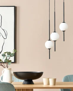 Candeeiro Suspenso Para 3 Lampadas Led Em Metal Preto Shannon