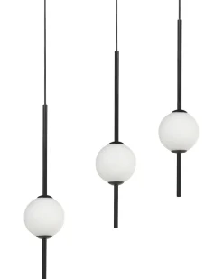 Candeeiro Suspenso Para 3 Lampadas Led Em Metal Preto Shannon