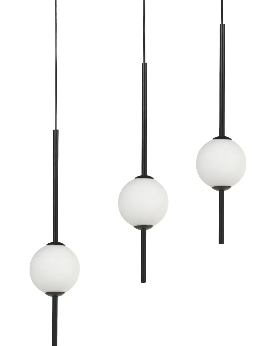 Candeeiro Suspenso Para 3 Lampadas Led Em Metal Preto Shannon