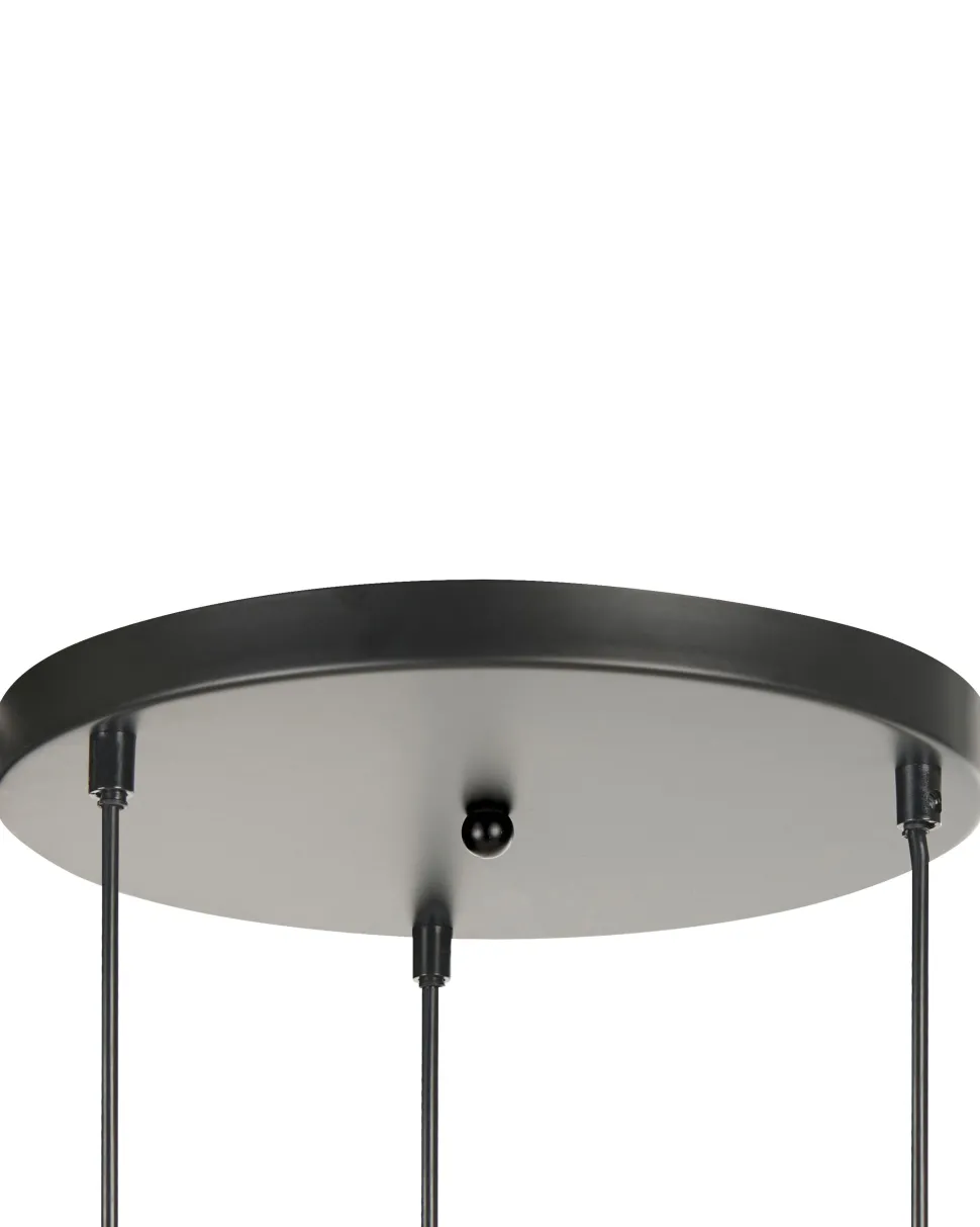 Candeeiro Suspenso Para 3 Lampadas Led Em Metal Preto Shannon