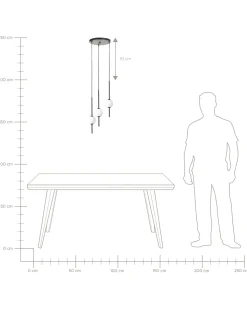 Candeeiro Suspenso Para 3 Lampadas Led Em Metal Preto Shannon
