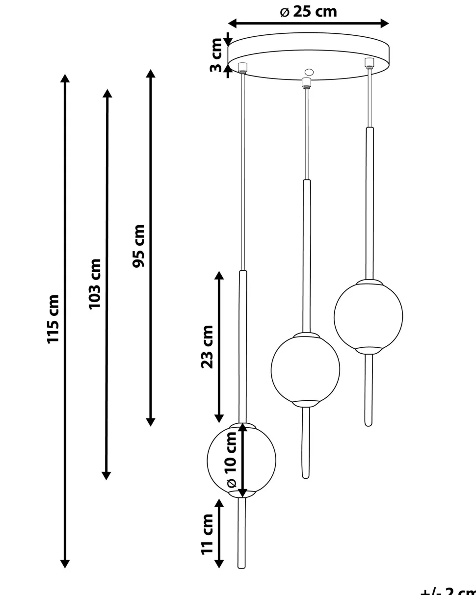 Candeeiro Suspenso Para 3 Lampadas Led Em Metal Preto Shannon