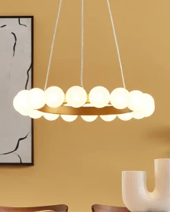 Candeeiro Suspenso Para 18 Lampadas Em Metal Dourado Georges