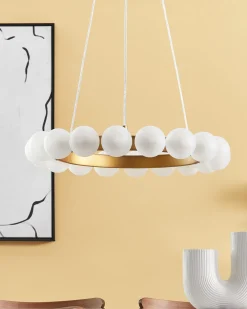 Candeeiro Suspenso Para 18 Lampadas Em Metal Dourado Georges