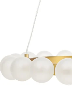 Candeeiro Suspenso Para 18 Lampadas Em Metal Dourado Georges