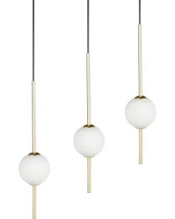 Candeeiro Suspenso Para 3 Lampadas Led Em Metal Dourado Shannon