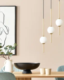 Candeeiro Suspenso Para 3 Lampadas Led Em Metal Dourado Shannon