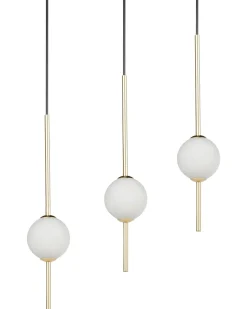 Candeeiro Suspenso Para 3 Lampadas Led Em Metal Dourado Shannon