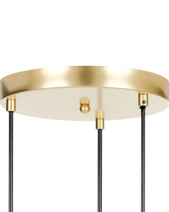 Candeeiro Suspenso Para 3 Lampadas Led Em Metal Dourado Shannon