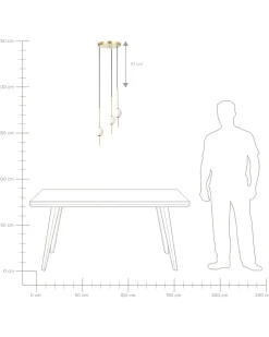Candeeiro Suspenso Para 3 Lampadas Led Em Metal Dourado Shannon