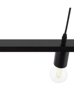 Candeeiro Suspenso Para 5 Lampadas Em Metal Preto Bayas