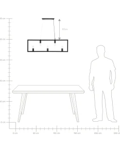 Candeeiro Suspenso Para 5 Lampadas Em Metal Preto Bayas