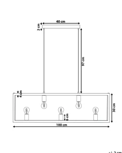 Candeeiro Suspenso Para 5 Lampadas Em Metal Preto Bayas