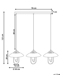 Candeeiro Suspenso Para 3 Lampadas Em Metal Dourado Nattai