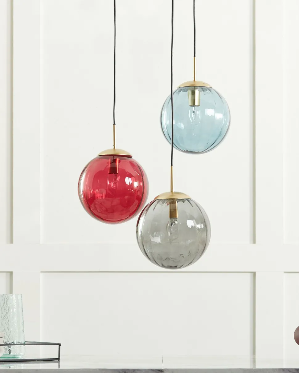 Candeeiro Suspenso Para 3 Lampadas Em Vidro Multicolor Kangaroo