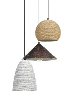 Candeeiro Suspenso Para 3 Lampadas Em Palha Multicolor Endrick