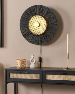 Candeiro De Parede Em Papel Preto 50 Cm Yaapi