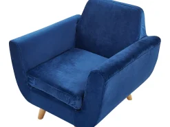 Capa De Poltrona De Veludo Azul Bernes