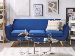 Capa Para Sofa De 3 Lugares De Veludo Azul Bernes