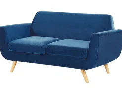 Capa Para Sofa De 2 Lugares De Veludo Azul Bernes