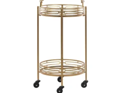 Carrinho De Bebidas Em Dourado Com Topo Espelhado Farley