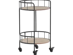Carrinho De Cozinha Em Madeira Clara E Metal Preto Hiko