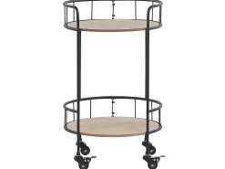 Carrinho De Cozinha Em Madeira Clara E Metal Preto Hiko