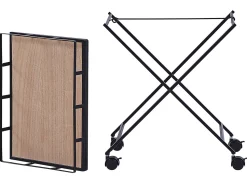 Carrinho De Cozinha Em Madeira Clara E Metal Preto Leoti