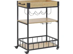 Carrinho De Cozinha Em Madeira Clara E Preto Hullet