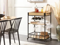 Carrinho De Cozinha Em Madeira Clara E Preto Hullet