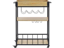 Carrinho De Cozinha Em Madeira Clara E Preto Hullet