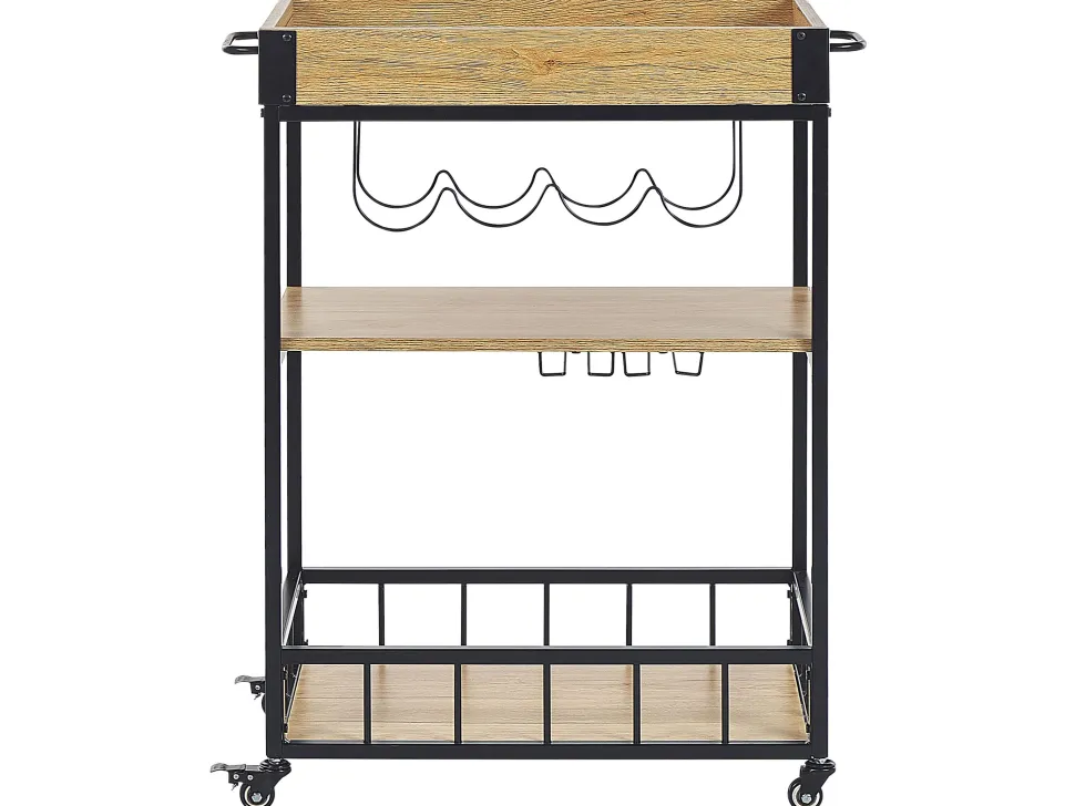 Carrinho De Cozinha Em Madeira Clara E Preto Hullet