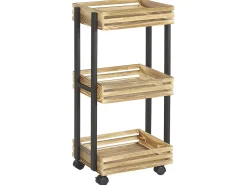 Carrinho De Cozinha Em Madeira Clara E Preto Letino