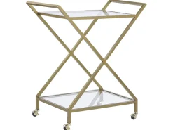 Carrinho De Cozinha Em Metal Dourado Com Tampo De Vidro Ivera