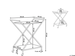 Carrinho De Cozinha Em Metal Dourado Com Tampo De Vidro Ivera
