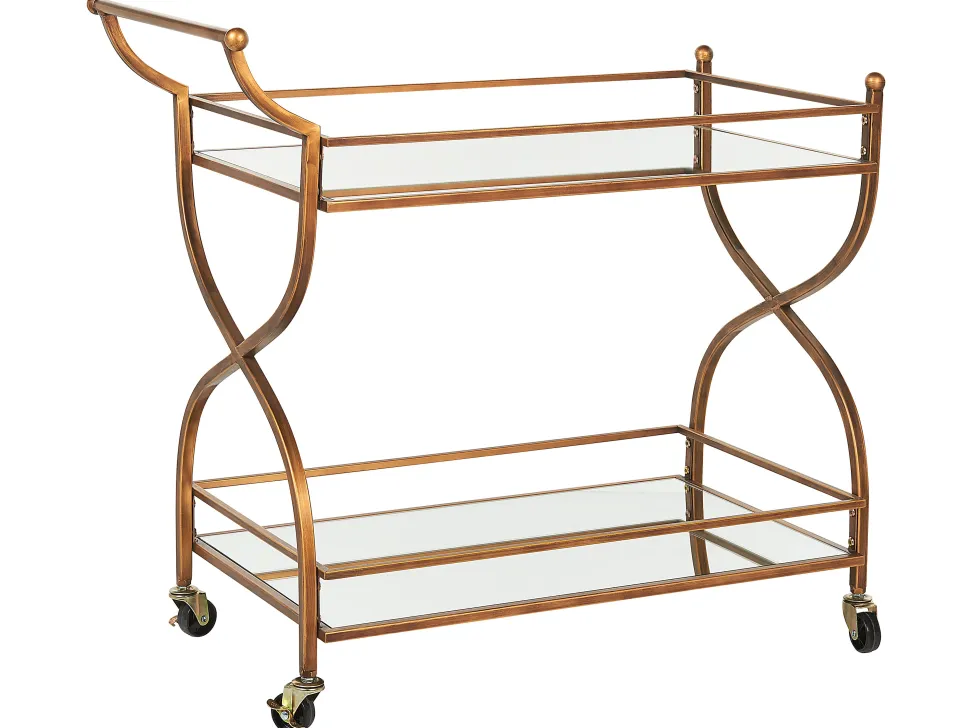 Carrinho De Cozinha Em Metal Dourado Larino