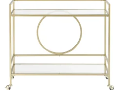 Carrinho De Cozinha Em Metal Dourado Com Tampo De Vidro Kerry