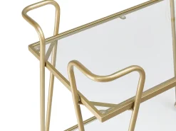 Carrinho De Cozinha Em Metal Dourado Com Tampo De Vidro Noti