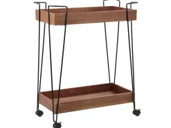 Carrinho De Cozinha Em Metal Preto E Madeira Escura Balme