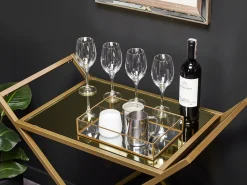 Carrinho De Cozinha Em Metal Dourado Com Tampo Espelhado Ivera