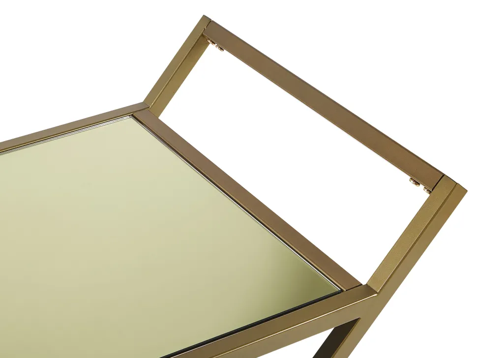 Carrinho De Cozinha Em Metal Dourado Com Tampo Espelhado Ivera